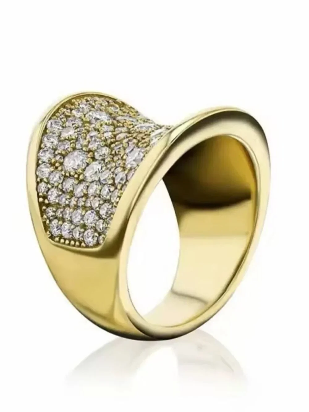 Glam Luxury Gold Crystal Pave Cocktail Ring
